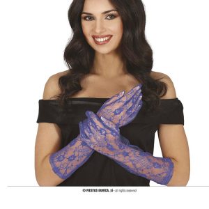 Guanti di pizzo blu 38 cm