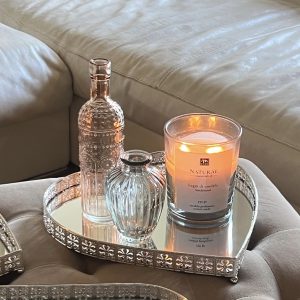 Vassoio specchio  “Gioiello” cuore argento grande