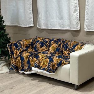 Plaid “Gold jungle” blu notte 120×160