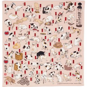 Furoshiki Ukiyo-e Kuniyoshi “Gatti come le 53 stazioni della Tokaido” 104cm