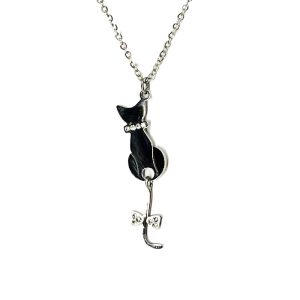 Collana con gatto in acciaio inossidabile