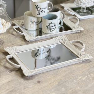 Vassoio specchio rettangolare “Royal” tortora