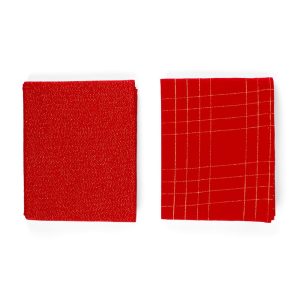 Tovaglia rossa con lurex oro in cotone 140X180 cm design assortiti  – Mercury 72774MEY