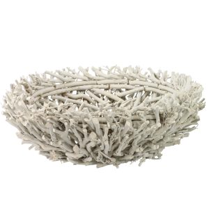HOFF INTERIEUR Ciotola legni naturale color bianco – 45 x 45 x 17 cm
