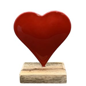 Cuore decorativo rosso in legno e metallo laccato – 21 x 5 x h 21,5 cm