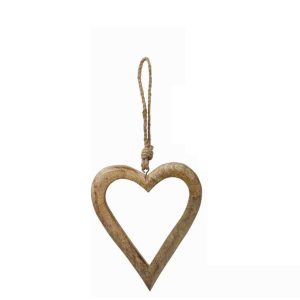 Cuore decorativo in legno “Tirana” da appendere – h 14 cm