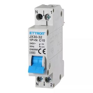 Ettroit Interruttore magnetotermico 1P+N 10A 4.5Ka 220V 1 Modulo