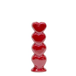 BLOGO DESIGN Portacandela in ceramica smaltata “Sweet Bloom” rosso – 5 x 4,2 x 15,2 cm